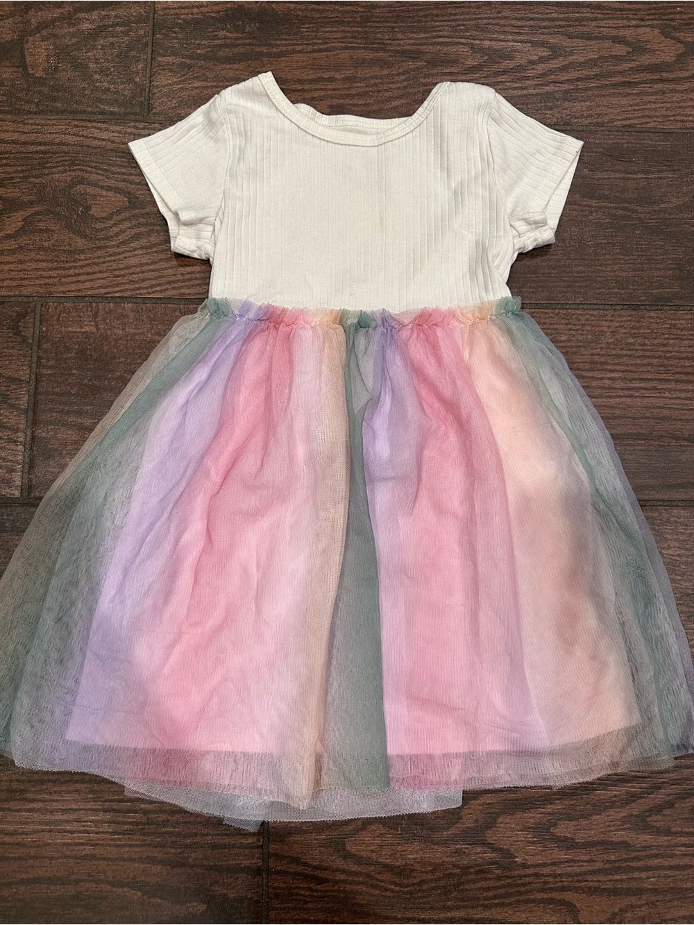 wonder nation White Ribbed Bodice Pastel Tulle Skirt Dress
